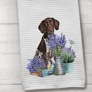 GSP Dog, German Shorthair, German Shorthaired Pointer Kitchen Towel, Dog Gift, Dog Kitchen Towel, German Pointer Towel, Waffle Weave Towel