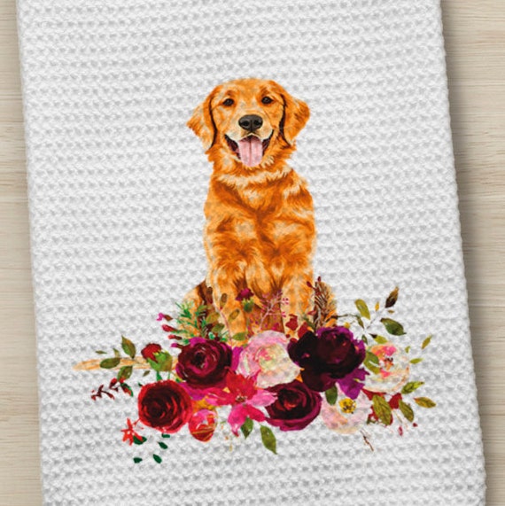 Dog Towel Golden Retriever Towel Retriever Towel Kitchen Towel Dog Kitchen Towel Waffle Weave Towel Hand Towel Golden Retriever Etsy