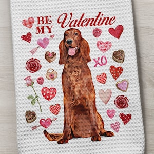 Dog Towel, Irish Setter Towel, Dog Kitchen Towel, Irish Setter Dog Towel, Dog Hand Towel, Kitchen Towel, Irish Setter, Valentine Dog Towel