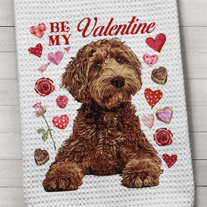 Dog Towel, Doodle Towel, Goldendoodle Towel, Valentine's Dog Towel, Valentine's Day Towel, Cockapoo Towel, Valentine Dog Towel, Waffle Weave