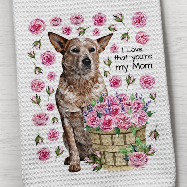 Dog Towel, Red Heeler Towel, Cattle Dog Towel, Kitchen Towel, Aussie Cattle Dog,  Cattle Dog, Waffle Weave Towel, Cattle Dog Towel