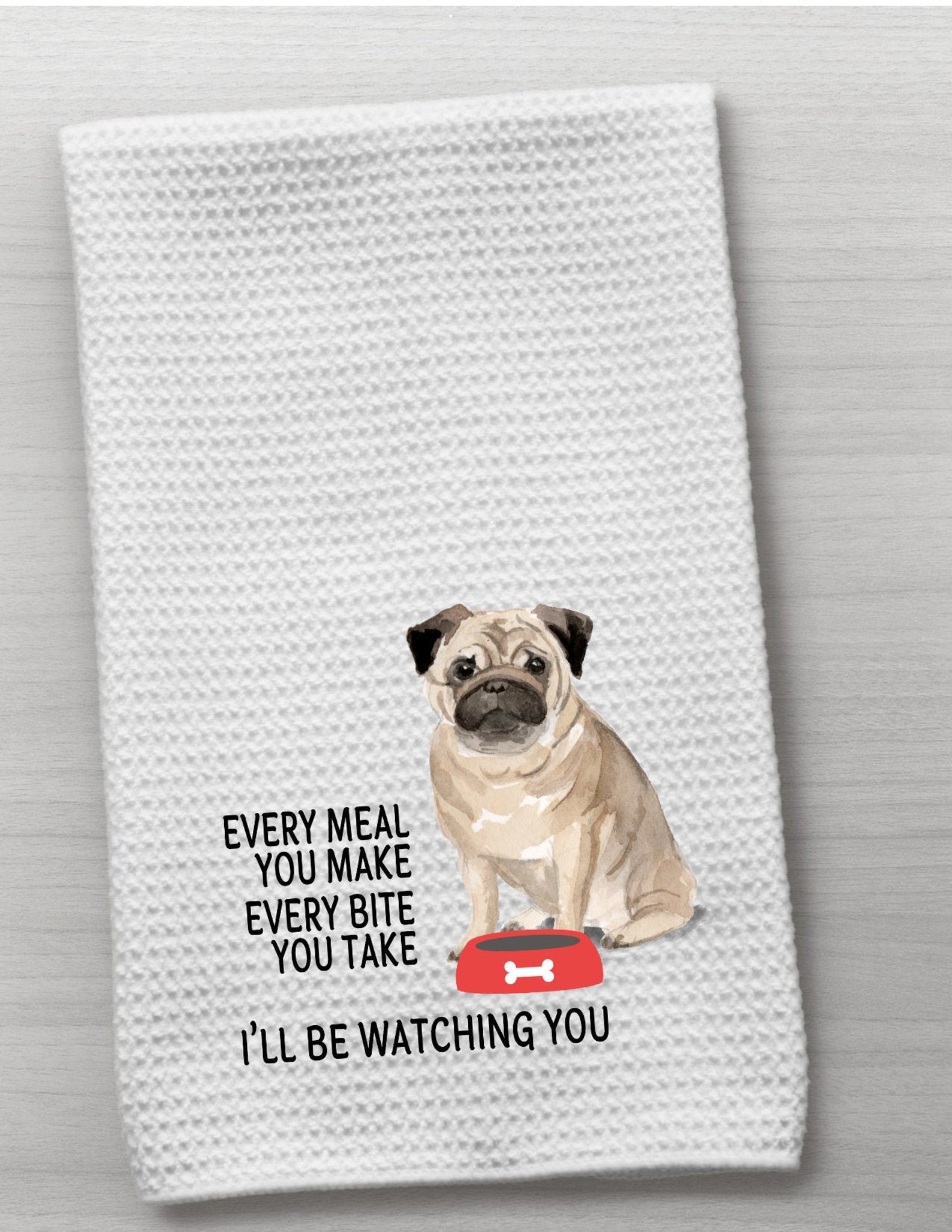 Dog Towel Pug Towel Pug Dog Towel Kitchen Towel Pug Etsy