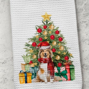 Sheltie Towel, Shetland Sheepdog Towel, Kitchen Towel, Christmas Dog Towel, Christmas Sheltie, Christmas Sheltie Towel, Shetland Sheepdog