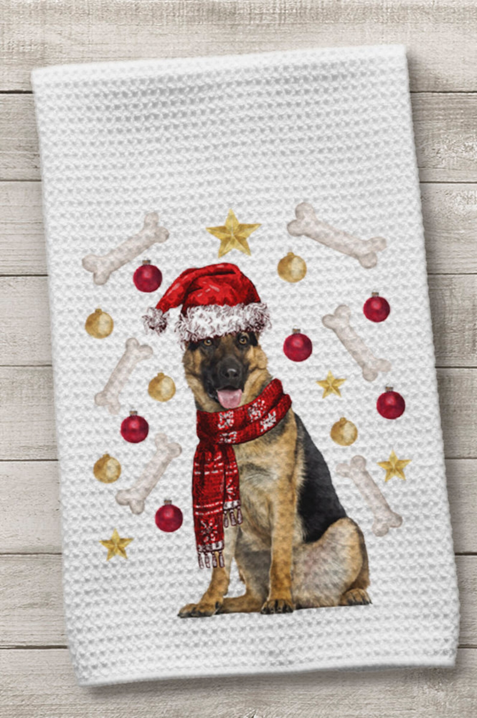 Dog Towel German Shepherd Towel Kitchen Towel Christmas Etsy