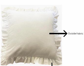 Linen Ruffle Pillow Cover: Custom White Square Cushion