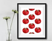 tomatoes art print, Heirloom Tomatoes print, botanical print, kitchen art, country home, foodie gift, Tomatoes watercolor,restaurant decor