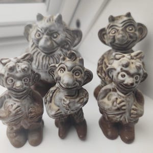 5 Danish Krolle Bolle Ceramic trolls  (1970) - Michael Andersen