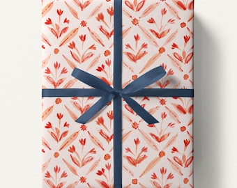 Pink Girly Trellis Wrapping Papers, Flower Pattern Gift Wrap