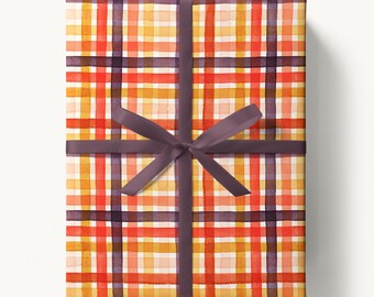 Warm Watercolor Plaid Wrapping Paper, Warm, Cozy Tartan Gift Wrap