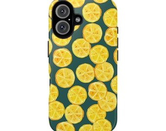 Watercolor Lemon Slices Tough Phone Cases, iPhone 8-17, Samsung Galaxy