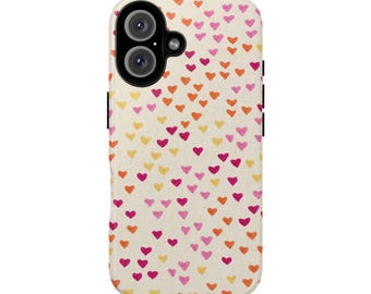 Hand Drawn Hearts Tough Cases, iPhone 8-17, Samsung Galaxy, Valentine's Day Phone