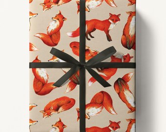 Fox Wrapping Paper, Vibrant Hand Painted Foxes, Gift Wrap