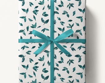 Watercolor Leaves Wrapping Papers, Hand Painted Leafy Gift Wrap