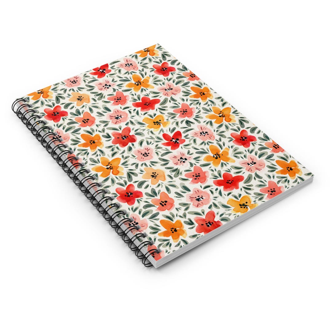 Watercolor Floral Pattern Spiral Notebook | Ruled Journal - Etsy