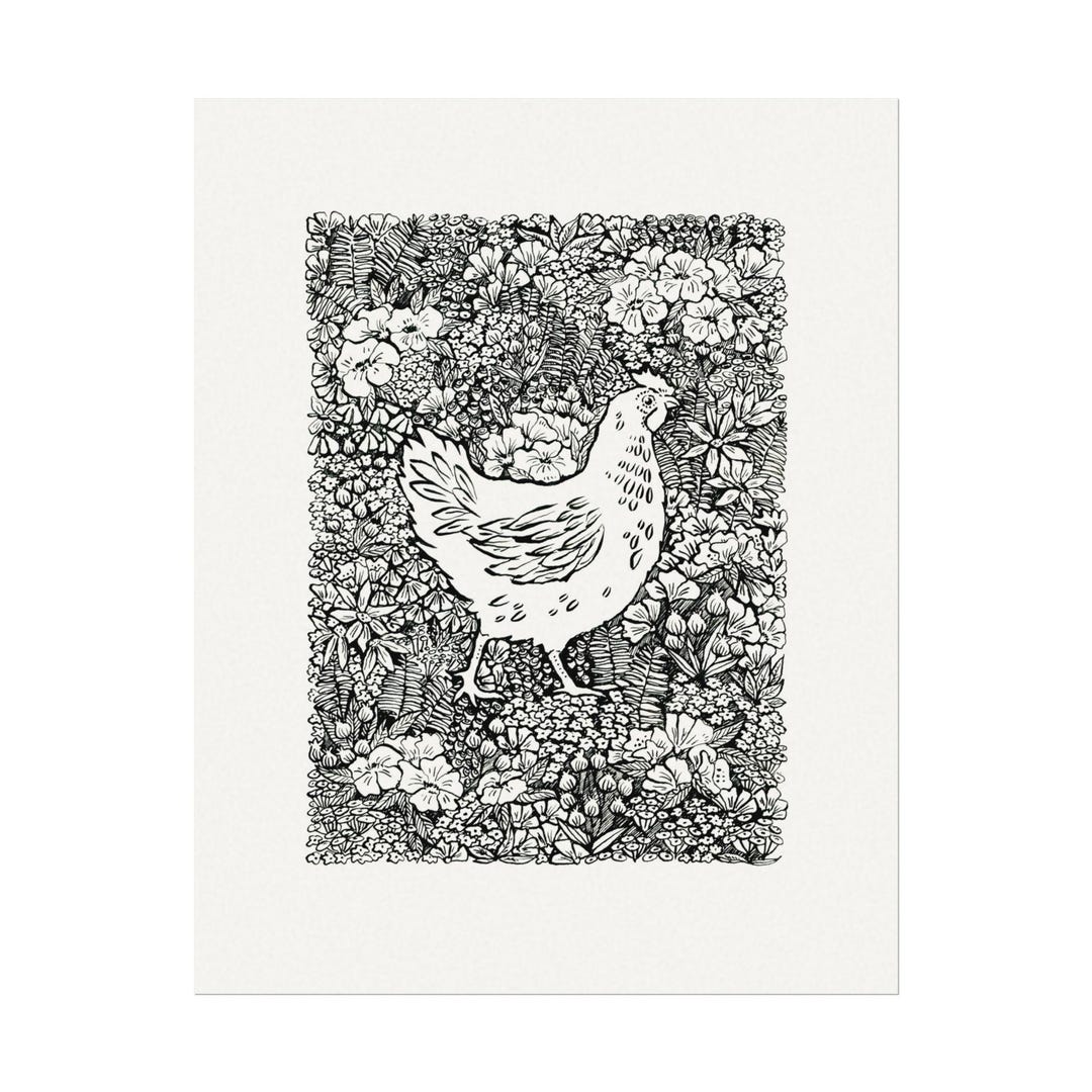 Chicken Shadow Ink Hand Drawn Ink Chicken Poster, Textured Watercolor Matte Poster - Etsy