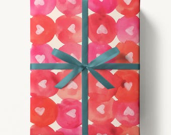 Watercolor Valentine's Day Wrapping Paper, Love Gift Wrap