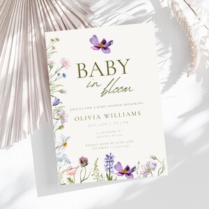Wildflower Baby Shower Invitation Baby in Bloom Baby Shower Invitation Baby in Bloom Invite Wildflower Baby Shower Decor Invitation template