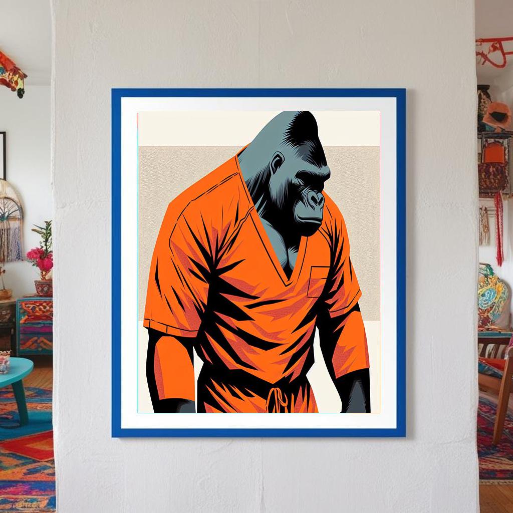 Gorilla Pop Art Print: Orange Jumpsuit, Urban Home Decor - Etsy