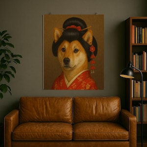 Geisha Shiba Inu Art Print: Japanese Kimono Dog Portrait