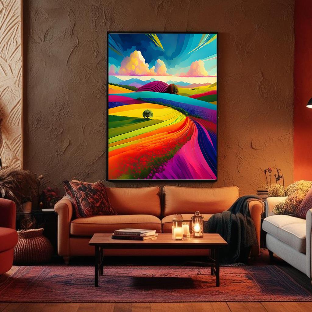 Colorful Pop Art Landscape Print: Vibrant Countryside Wall Art - Etsy