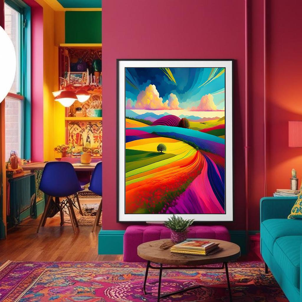 Colorful Pop Art Landscape Print: Vibrant Countryside Wall Art - Etsy