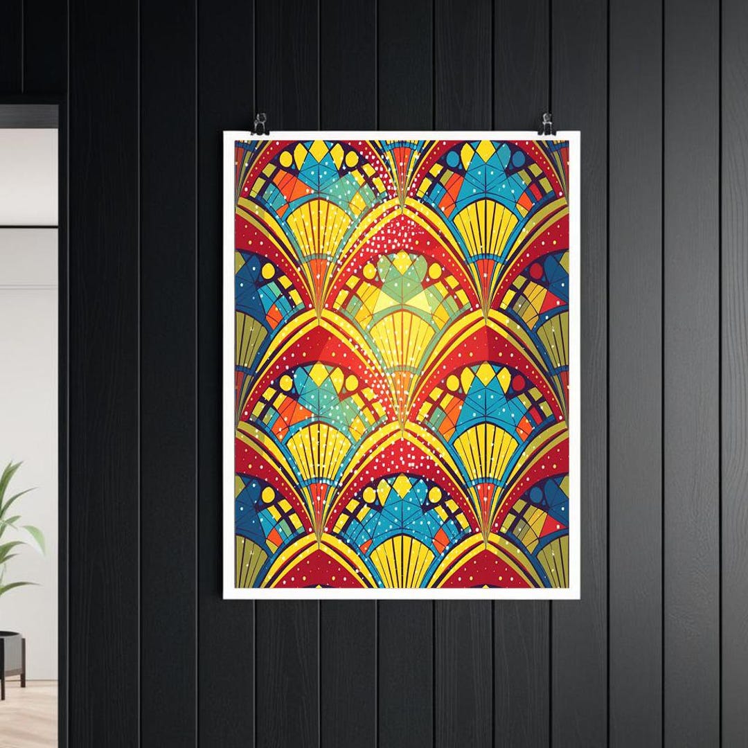 Art Deco Geometric Print: Vibrant 1930s Style, Bold Colors - Etsy