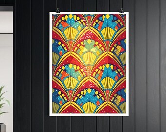 Art Deco Geometric Print: Vibrant 1930s Style, Bold Colors - Etsy