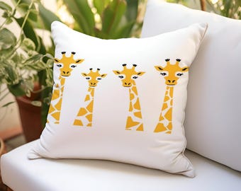 Giraffe Cartoon Cushion: Fun Animal Print Pillow, Kids Room Decor