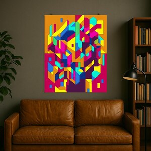 Cubist Abstract Art Print: Bold Geometric Shapes, Modern Wall Decor