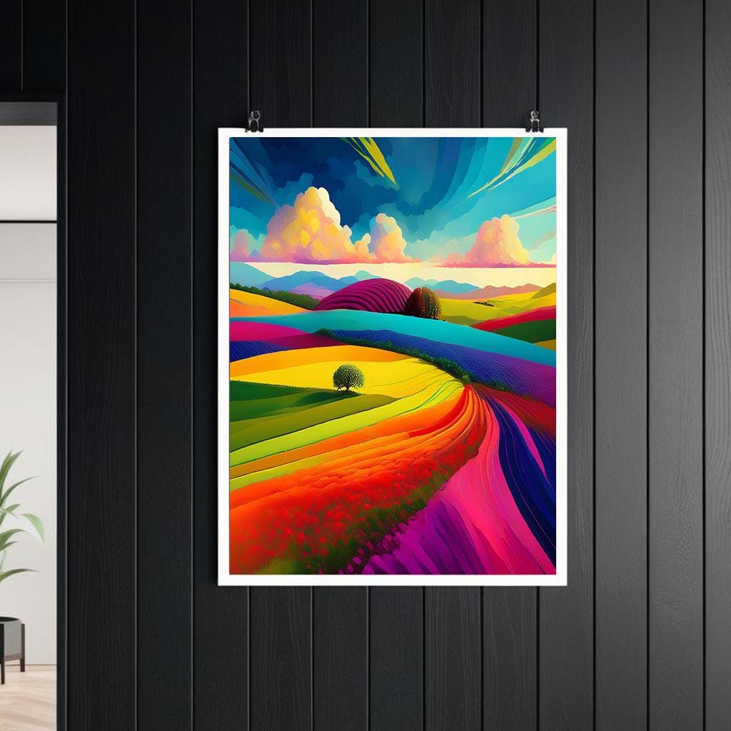 Colorful Pop Art Landscape Print: Vibrant Countryside Wall Art - Etsy