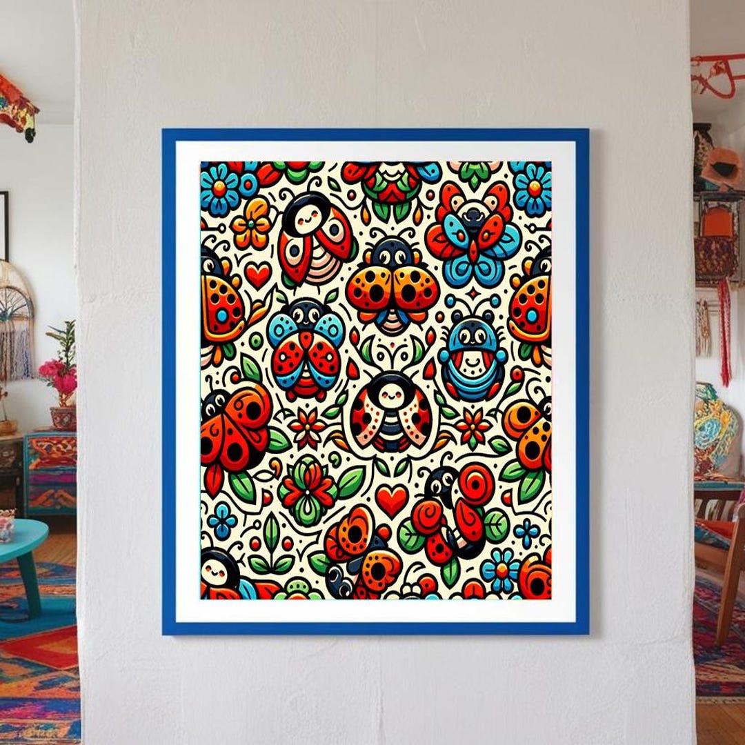 Ladybug Butterfly Print, Kids Room Decor, Nursery Wall Art - Etsy