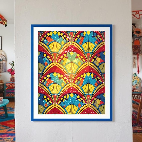 インテリアアート　ART DECO Art Deco Geometric Print: Vibrant 1930s Style, Bold Colors - Etsy