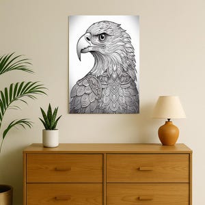 Majestic Eagle Fine Line Drawing Detailed Black And White Bird Art Print Bald Eagle Wall Decor For Nature Lovers Wildlife Enthusiasts