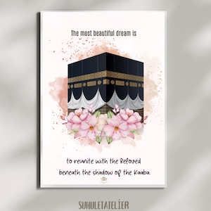 Regalo musulmano stampabile/Arte murale islamica Kaaba/PDF spirituale/Download digitale di citazioni amate/Decorazioni per Hajj, Umrah e Eid/Stampabili islamiche