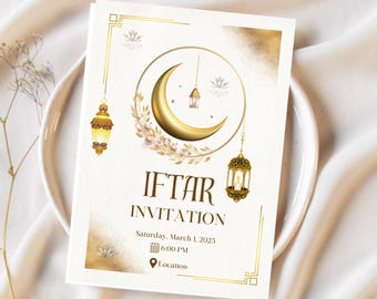 Ramadan Dinner Invitation PDF | Islamic Event Invitation | Muslim Gathering Printable | Elegant Iftar Invitation | Instant Digital Download