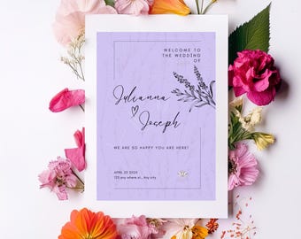 Elegant Lavender Floral Wedding Invitation SVG | Customizable Digital Download | Romantic Wedding Invite | Digital Wedding Card Instant PDF