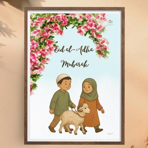 Cartão Digital de Saudações para Eid al-Adha | Qurbani para Imprimir | Download de PDF e PNG para Feriados Muçulmanos | PDF Elegante para Imprimir em Eventos Islâmicos | Presente Muçulmano