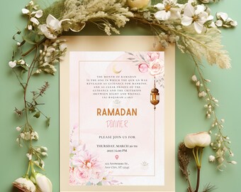 Elegant Ramadan Dinner Invitation: Floral Iftar Party (PNG, PDF, JPG)
