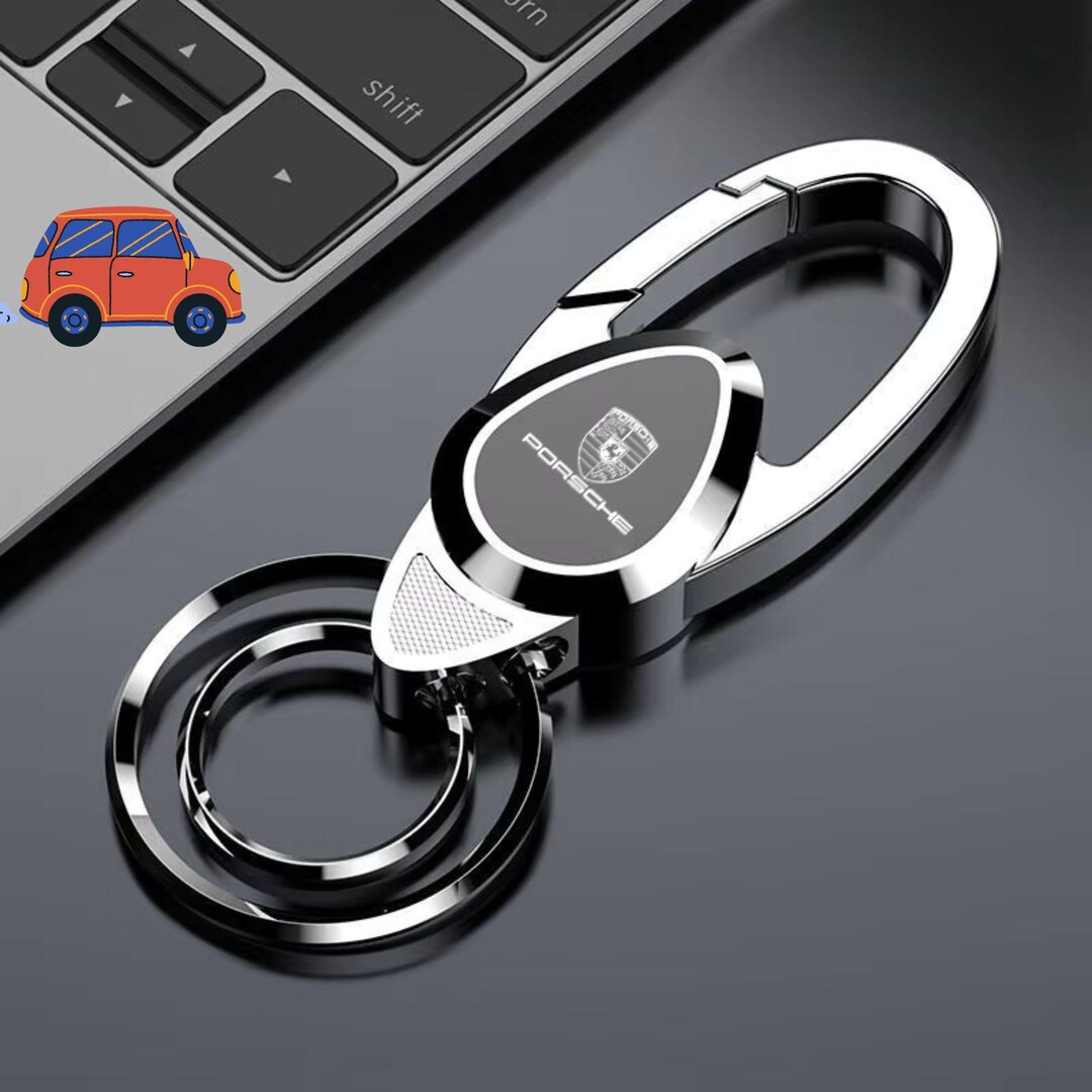 Porsche Metal Car Keychain Key Ring Anti-loss Keyring Pendant Car ...
