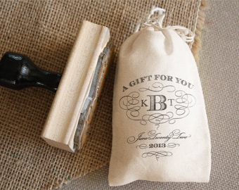 DIY Favor Bag Stamp - CUSTOM WORDING  - Flourished