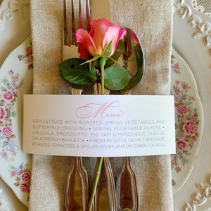 50 QTY Wedding Menu Napkin Wraps, Customizable & Affordable image 5