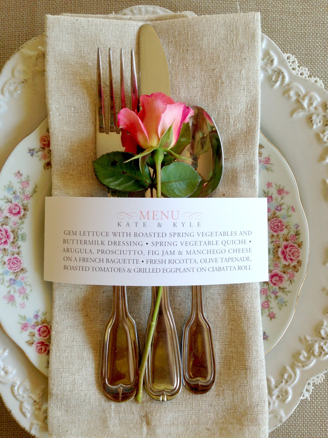 50 QTY - Wedding Menu Napkin Wraps, Customizable &amp; Affordable - Etsy
