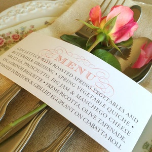 50 QTY Wedding Menu Napkin Wraps, Customizable & Affordable image 2