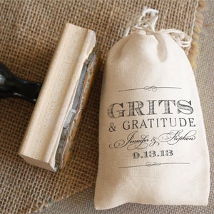 DIY Favor Bag Stamp - CUSTOM WORDING  - Grits & Gratitude