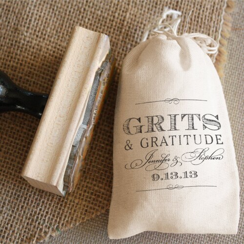 DIY Favor Bag Stamp CUSTOM WORDING Grits & Gratitude Etsy