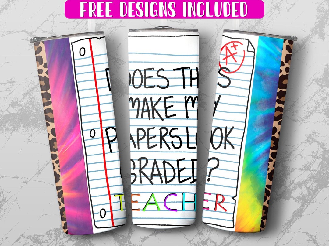 Fake Notebook Paper PNG, 20oz Tumbler Wrap, Teacher Design, Digital ...