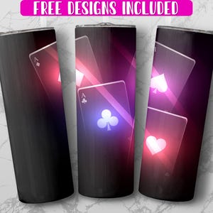 Poker 20oz Tumbler Wrap PNG, Design Tumbler Gioco di Carte, Download Digitale Carte da Gioco Ace, Tumbler Wraps Neon Glow