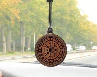 Helm of Awe Car Charm: Engraved Viking Talisman Amulet