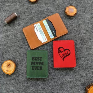 Mini billeteras de cuero para mamás, billetera pequeña para mujer, tarjetero para mamá, regalo para el día de la madre, ideas de regalo para mamá, regalo para mamá de su hija