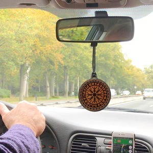 Helm of Awe Car Charm: Engraved Viking Talisman Amulet